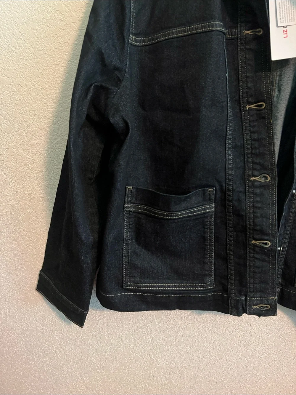 NWT Liz Claiborne Black Denim Jacket with Patch Pockets XXL - Picture 4 of 10